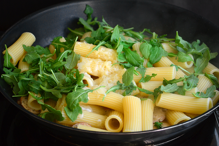 LMawby_Rigatoni with Chicken Sausage Arugula and Aged Raclette8_acookscanvas-copyright2012-2015_60